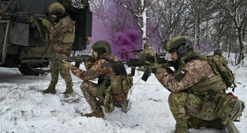 Ukrainian soldiers conducting field training.