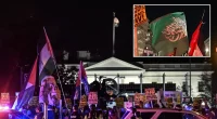 Trump-Netanyahu meeting: Radical protesters wave apparent Hamas flag outside White House