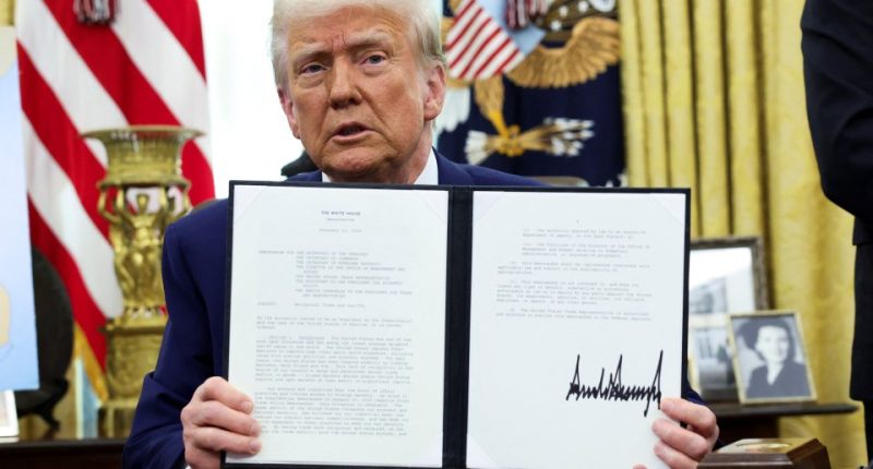 President Trump signing an executive order on reciprocal tariffs.