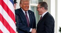 Donald Trump and Keir Starmer shaking hands at the White House.