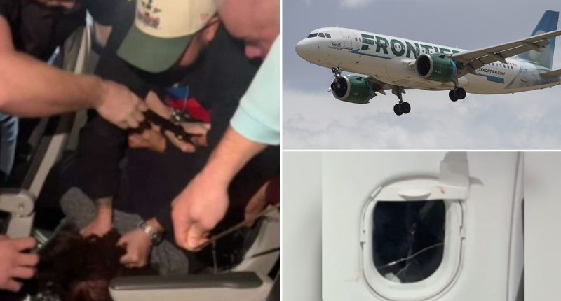 Video shows Frontier passenger tackled after allegedly banging window mid-flight