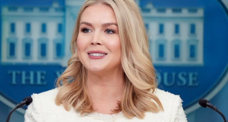 White House press secretary Karoline Leavitt speaking to reporters.