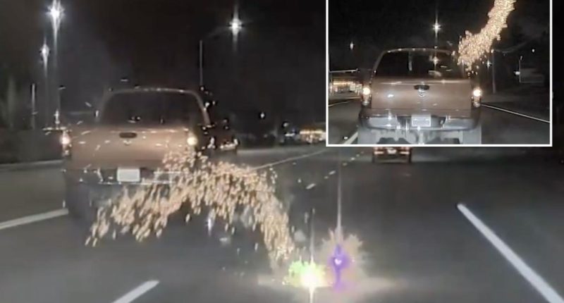 Washington truck driver shoots fireworks in dashcam road rage