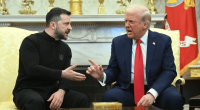 Volodymyr Zelenskyy and Donald Trump in conversation.
