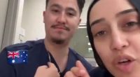 Screenshot of Ahmad Rashad Nadir and Sarah Abu Lebdeh, two Bankstown Hospital employees, in a video making antisemitic remarks.