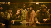 Scene from A Thousand Blows showing Malachi Kirby as Hezekiah Moscow Goodson and Francis Lovehall as Alec.