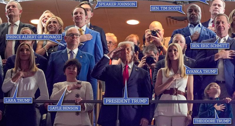 Who are all the people sitting in Trump's box at Super Bowl 2025?