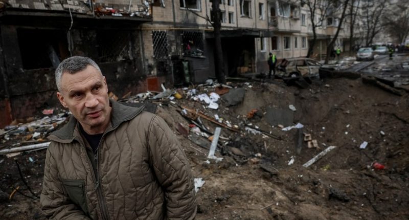 Kyiv Mayor Vitali Klitschko at a missile strike site.