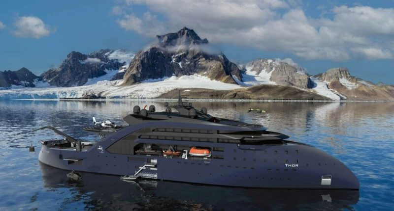 Illustration of the Thor, a 500ft nuclear-powered megayacht.
