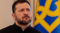 Volodymyr Zelensky at a press conference.