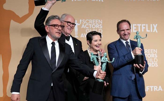 'Conclave' cast celebrates with Timothée Chalamet and Ariana Grande after big SAG Awards win