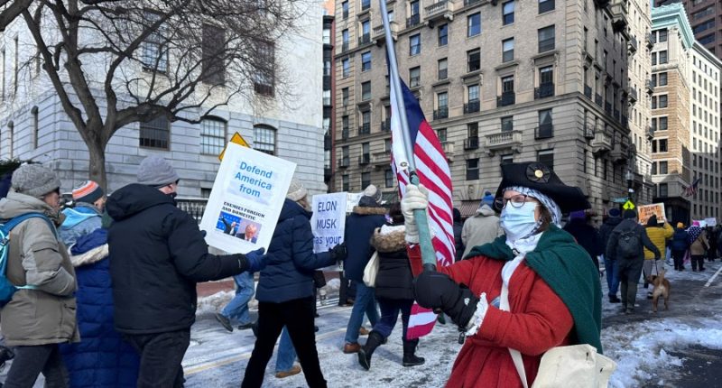 'No kings on Presidents Day' rings out from protests against Trump and Musk