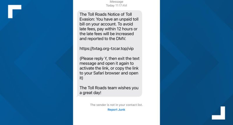 Are unpaid toll text messages a scam?