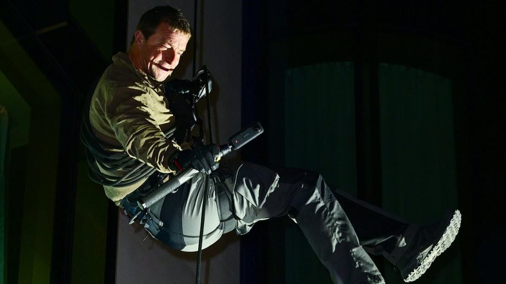 Bear Grylls dramatically ABSEILS into Celebrity Bear Hunt premiere