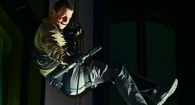 Bear Grylls dramatically ABSEILS into Celebrity Bear Hunt premiere