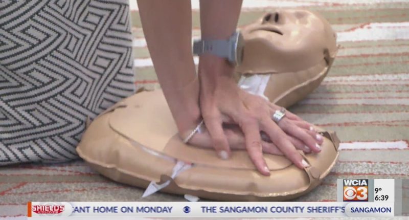 Christie Clinic Illinois Race Weekend team providing additional free CPR training