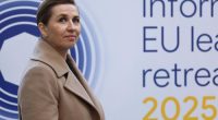 Denmark's Prime Minister Mette Frederiksen arrives for an EU summit at the Egmont Palace in Brussels.