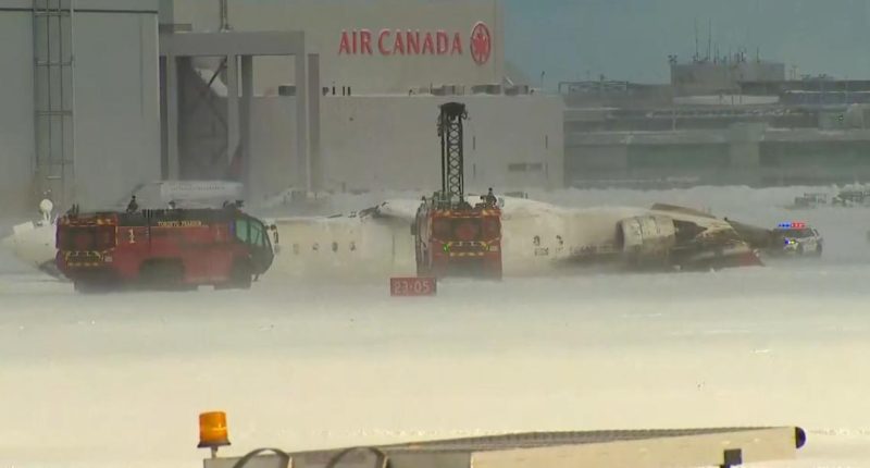 Delta flight crashes at Toronto Airport after landing, flips upside down