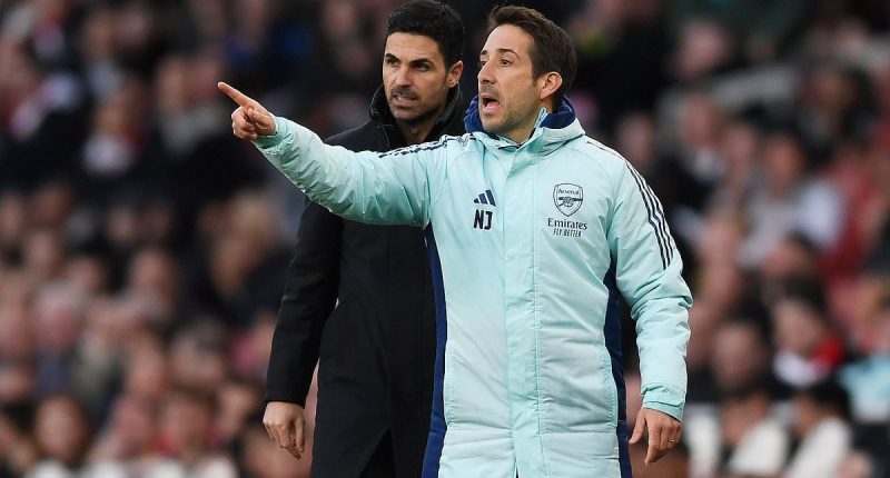 Gary Neville explains why he thinks Mikel Arteta allowing set-piece coach Nicolas Jover to stand on the touchline during games has led to Arsenal blowing their title chance