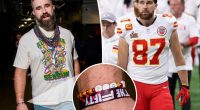 Jason Kelce reps brother Travis at Super Bowl 2025 with ‘Big Yeti’ friendship bracelet (and Mardi Gras beads galore)
