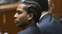 A$AP Rocky listens to closing arguments during his trial in Los Angeles, Friday, Feb. 14, 2024. (Patrick T. Fallon/ Pool Photo via AP)