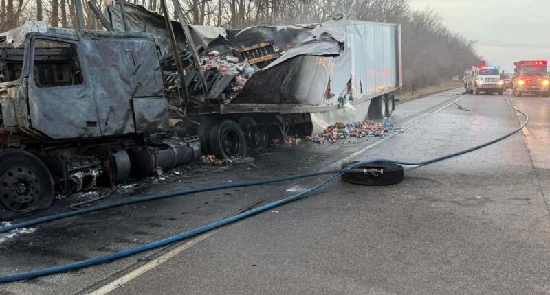 Lincoln fire departments respond to I-55 semi-truck fire