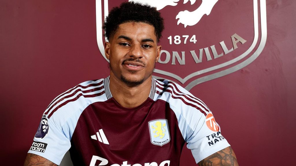 Marcus Rashford's 'rough' appearance sparks concern among fans at Aston Villa unveiling, as they fear he looks 'unhealthy' after Man United exile