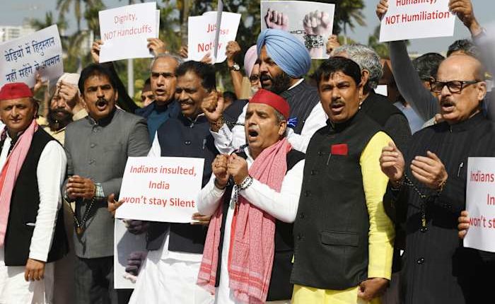 Opposition lawmakers protest alleged mistreatment of Indian deportees by US
