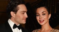 Pregnant Amy Jackson shows off her baby bump in a gold sequin gown as she cosies up to husband Ed Westwick at the British Asian Trust gala