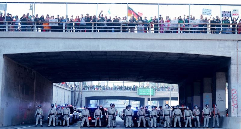 Protestors march in Texas, California to oppose Trump deportations