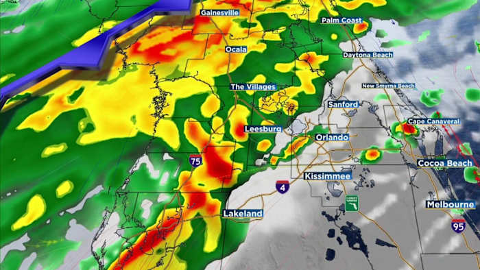 TIMING: Strong cold front bringing rain, freezing temps to Central Florida