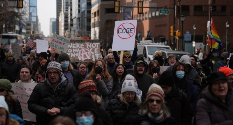 Thousands protest Trump administration policies in cities across the US