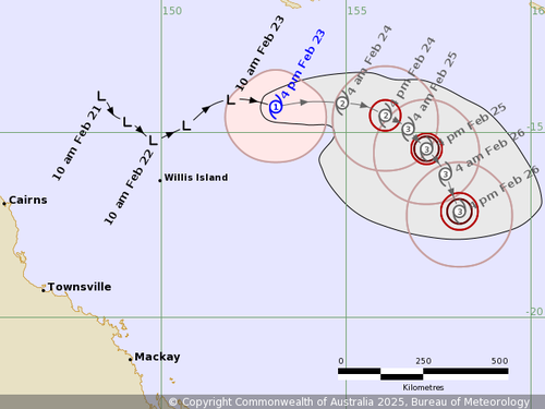 Tropical Cyclone Alfred forms over Coral Sea off Queensland coast