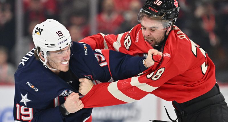U.S.-Canada hockey game starts with 3 fights in 9 seconds
