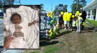 Vigil held by the family of 8 month old baby who was killed on the road