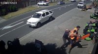 Worker wrestles with chainsaw thief during brazen robbery