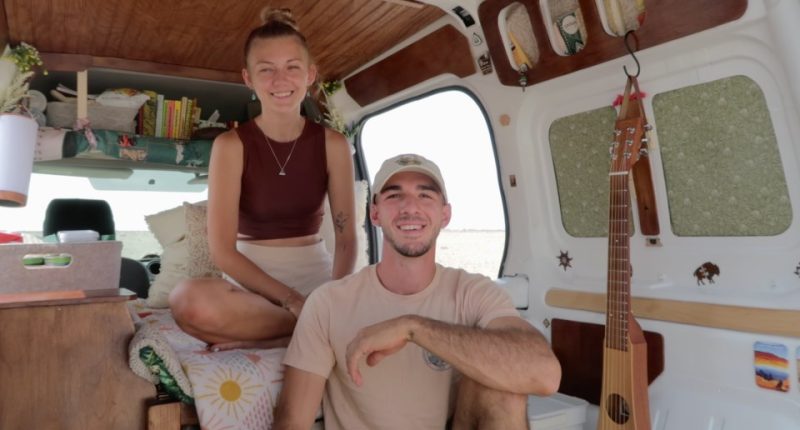 Gabby Petito and Brian Laundrie in their van.