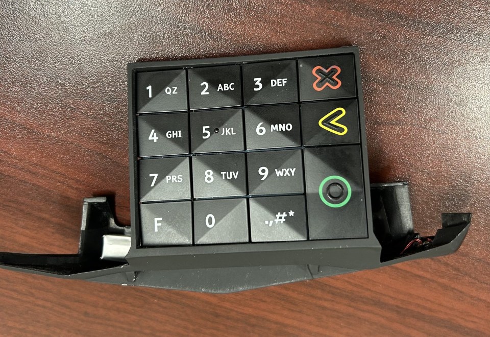 Disassembled credit card keypad.