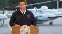 Florida Governor Ron DeSantis speaking at a press conference.