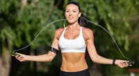 fit woman jumping rope for weight loss, concept of lose belly fat in 30 days
