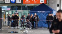 Israeli security and emergency services at the scene of a stabbing attack.