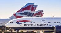 British Airways Boeing 777 taxiing at an airport.