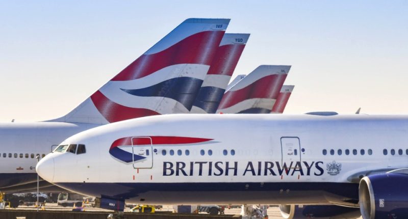 British Airways Boeing 777 taxiing at an airport.