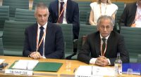 Tim Davie and Samir Shah answering questions at the House of Commons.