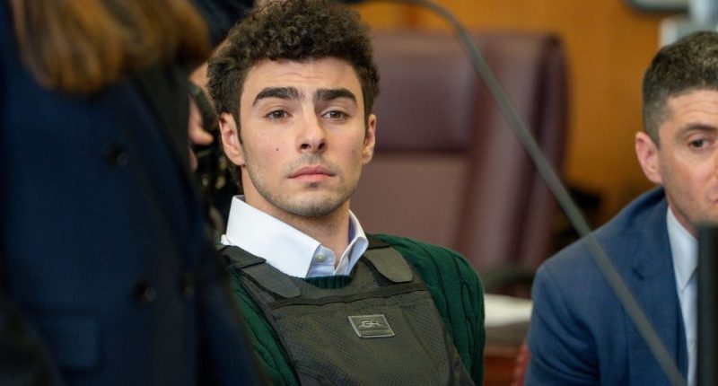 Luigi Mangione at a murder hearing.