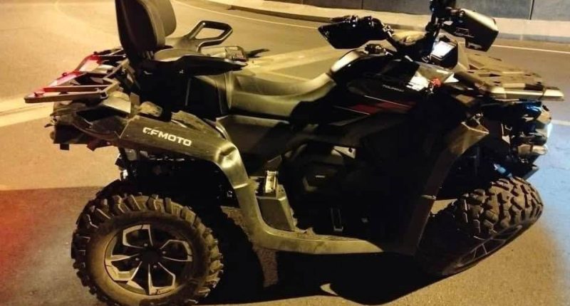 Damaged quad bike involved in a fatal accident.