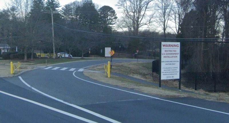 Entrance to a restricted US government installation.