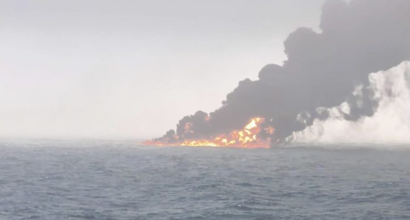 Cargo ship hits a tanker in fiery crash off England