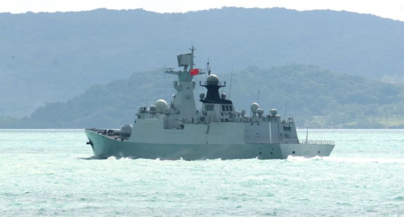 PLA-N Jiangkai-class frigate Hengyang sailing at sea.
