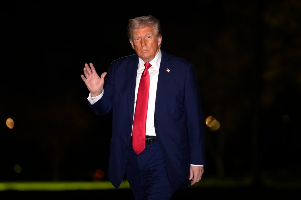 Donald Trump waving upon arrival at the White House.